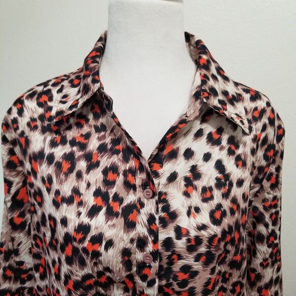 PrettyLittleThing Oversized Animal Print Button Down Top Size 4 - Picture 7 of 14